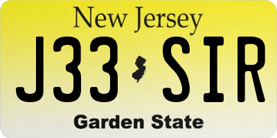 NJ license plate J33SIR