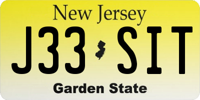 NJ license plate J33SIT
