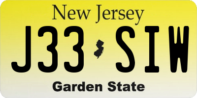 NJ license plate J33SIW