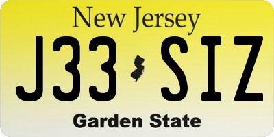 NJ license plate J33SIZ