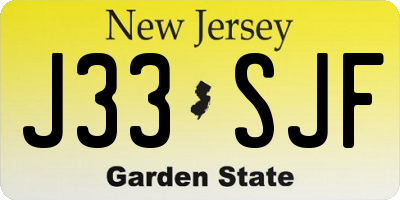 NJ license plate J33SJF