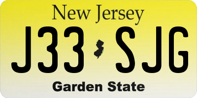 NJ license plate J33SJG