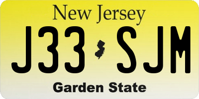 NJ license plate J33SJM