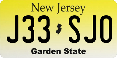 NJ license plate J33SJO