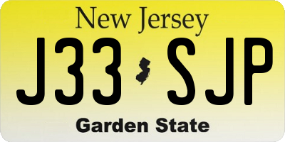 NJ license plate J33SJP