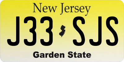 NJ license plate J33SJS