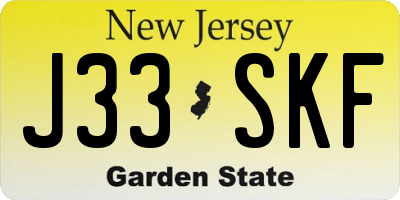 NJ license plate J33SKF