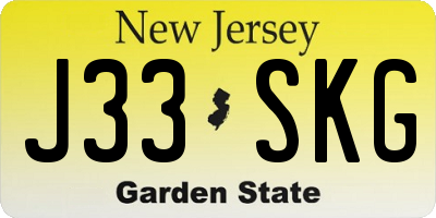 NJ license plate J33SKG