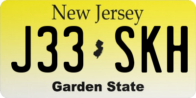 NJ license plate J33SKH