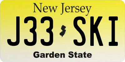 NJ license plate J33SKI