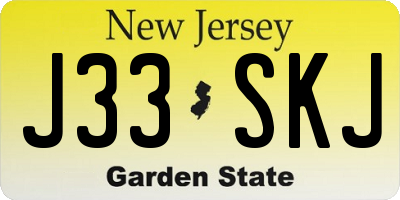 NJ license plate J33SKJ