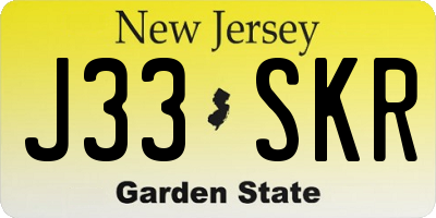 NJ license plate J33SKR