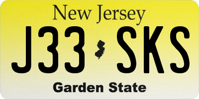NJ license plate J33SKS