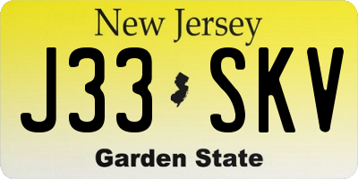 NJ license plate J33SKV