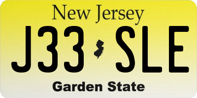 NJ license plate J33SLE