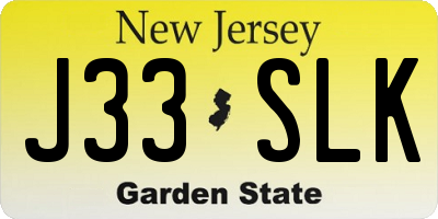 NJ license plate J33SLK