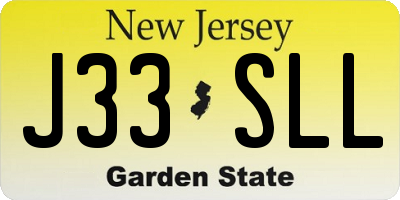 NJ license plate J33SLL