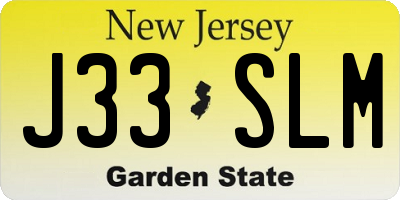 NJ license plate J33SLM