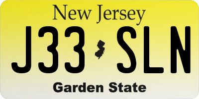 NJ license plate J33SLN
