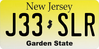 NJ license plate J33SLR