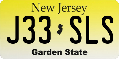 NJ license plate J33SLS
