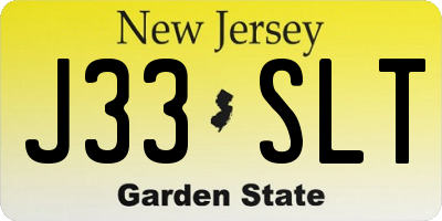 NJ license plate J33SLT