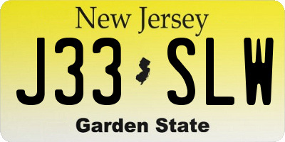 NJ license plate J33SLW