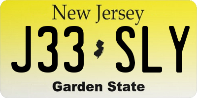 NJ license plate J33SLY