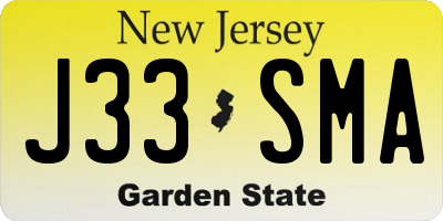 NJ license plate J33SMA