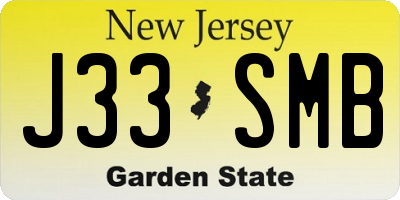NJ license plate J33SMB