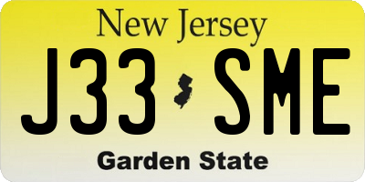 NJ license plate J33SME