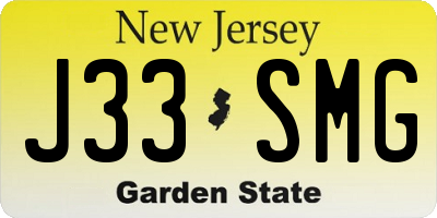 NJ license plate J33SMG