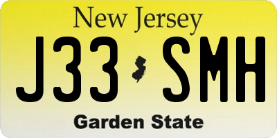 NJ license plate J33SMH