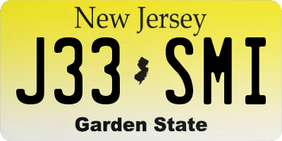 NJ license plate J33SMI