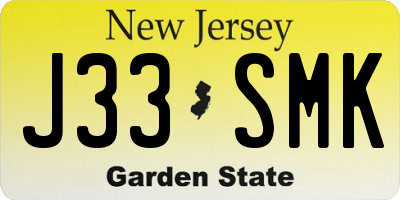 NJ license plate J33SMK