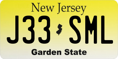 NJ license plate J33SML