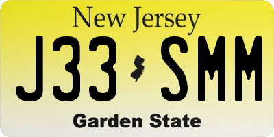 NJ license plate J33SMM