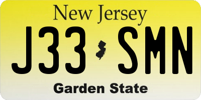 NJ license plate J33SMN