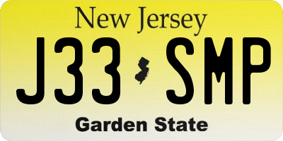 NJ license plate J33SMP