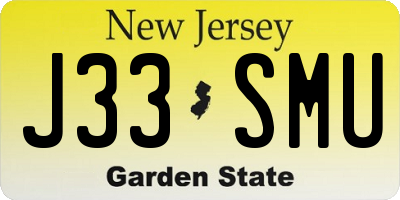 NJ license plate J33SMU