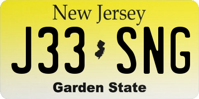 NJ license plate J33SNG