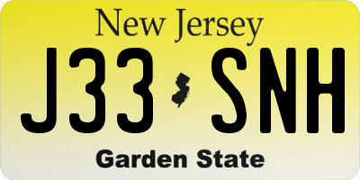 NJ license plate J33SNH