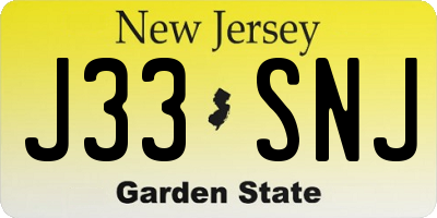 NJ license plate J33SNJ