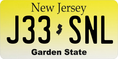 NJ license plate J33SNL
