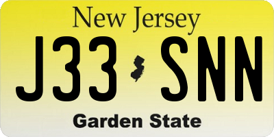NJ license plate J33SNN