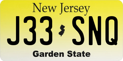 NJ license plate J33SNQ