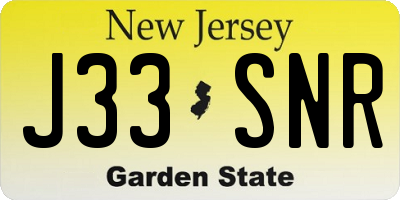 NJ license plate J33SNR