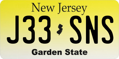 NJ license plate J33SNS