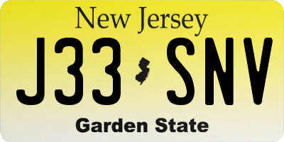 NJ license plate J33SNV