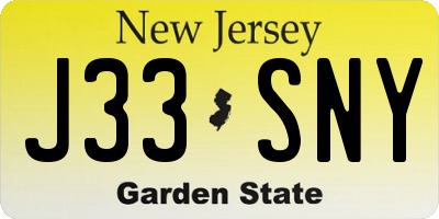 NJ license plate J33SNY